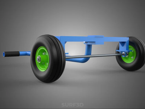 STEERING HANDLE LEVER RANGE CONTROL AXLE WHEEL TIRE CART TROLLEY 3D Model