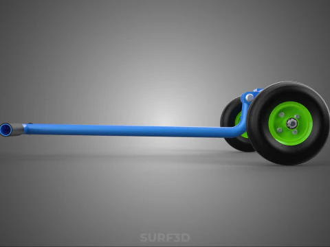 STEERING HANDLE LEVER RANGE CONTROL AXLE WHEEL TIRE CART TROLLEY 3D Model