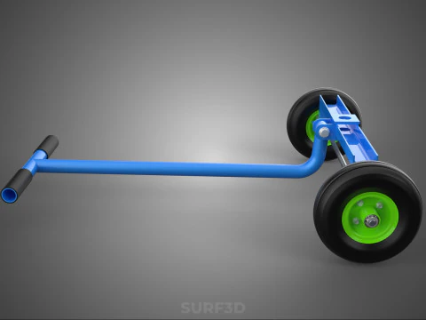 STEERING HANDLE LEVER RANGE CONTROL AXLE WHEEL TIRE CART TROLLEY 3D Model