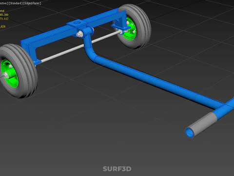 STEERING HANDLE LEVER RANGE CONTROL AXLE WHEEL TIRE CART TROLLEY 3D Model