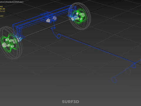STEERING HANDLE LEVER RANGE CONTROL AXLE WHEEL TIRE CART TROLLEY 3D Model