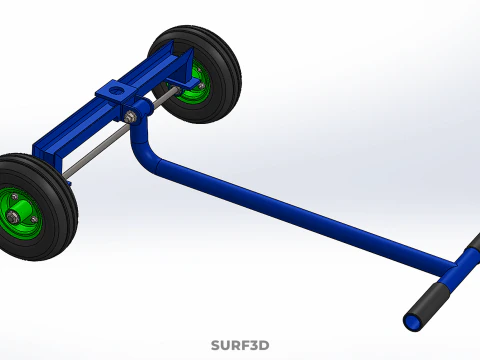 STEERING HANDLE LEVER RANGE CONTROL AXLE WHEEL TIRE CART TROLLEY 3D Model
