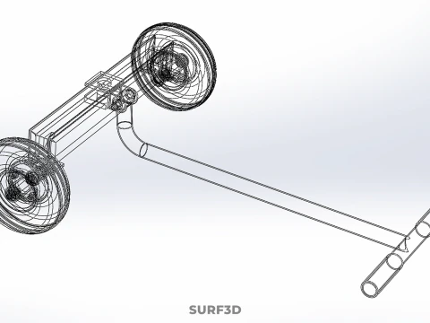 STEERING HANDLE LEVER RANGE CONTROL AXLE WHEEL TIRE CART TROLLEY 3D Model