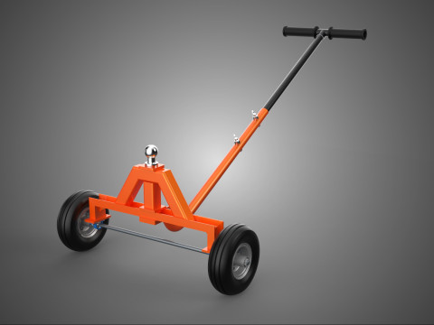 DOPPELTER 2-R&Auml;DER-ANH&Auml;NGERWAGEN-HAND-DOLLY-JACK, DER ANH&Auml;NGERKUPPLUNG BEWEGT 3D Modell