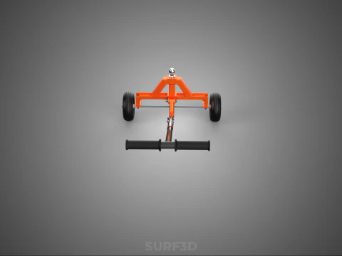 DUAL 2 WHEELS TRAILER CART HAND DOLLY JACK MOVING TOW BALL HITCH 3D Model