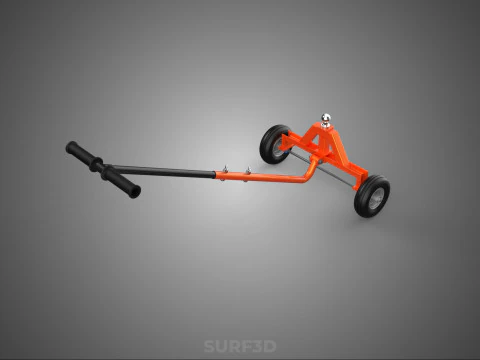 DUAL 2 WHEELS TRAILER CART HAND DOLLY JACK MOVING TOW BALL HITCH 3D Model
