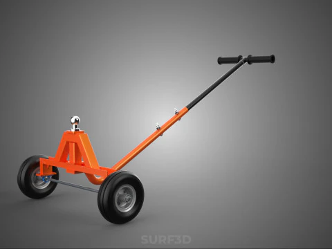 DUAL 2 WHEELS TRAILER CART HAND DOLLY JACK MOVING TOW BALL HITCH 3D Model