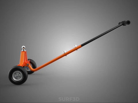 DUAL 2 WHEELS TRAILER CART HAND DOLLY JACK MOVING TOW BALL HITCH 3D Model
