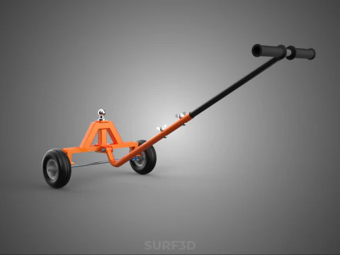 DUAL 2 WHEELS TRAILER CART HAND DOLLY JACK MOVING TOW BALL HITCH 3D Model