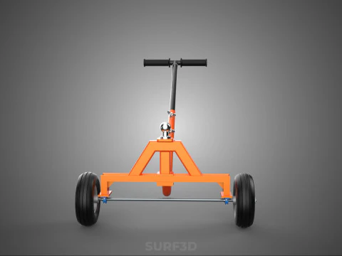 DUAL 2 WHEELS TRAILER CART HAND DOLLY JACK MOVING TOW BALL HITCH 3D Model
