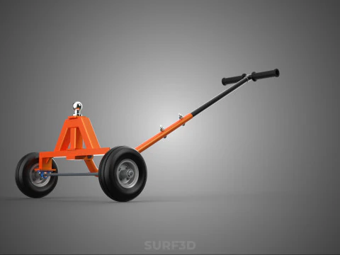 DUAL 2 WHEELS TRAILER CART HAND DOLLY JACK MOVING TOW BALL HITCH 3D Model