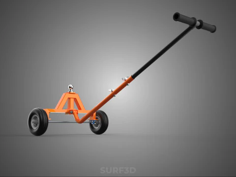 DUAL 2 WHEELS TRAILER CART HAND DOLLY JACK MOVING TOW BALL HITCH 3D Model