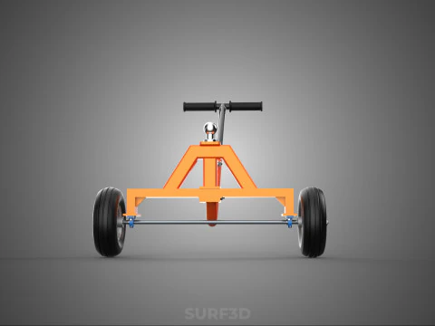 DUAL 2 WHEELS TRAILER CART HAND DOLLY JACK MOVING TOW BALL HITCH 3D Model