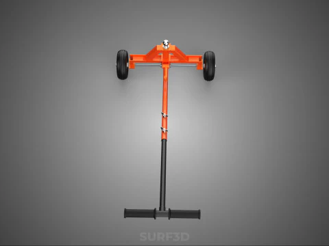 DUAL 2 WHEELS TRAILER CART HAND DOLLY JACK MOVING TOW BALL HITCH 3D Model