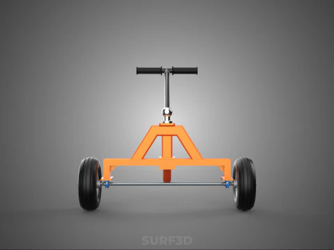 DUAL 2 WHEELS TRAILER CART HAND DOLLY JACK MOVING TOW BALL HITCH 3D Model