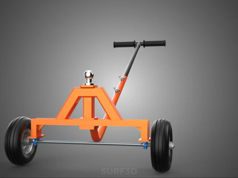 DUAL 2 WHEELS TRAILER CART HAND DOLLY JACK MOVING TOW BALL HITCH 3D Model