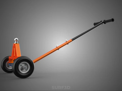 DUAL 2 WHEELS TRAILER CART HAND DOLLY JACK MOVING TOW BALL HITCH 3D Model