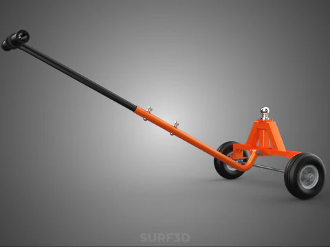 DUAL 2 WHEELS TRAILER CART HAND DOLLY JACK MOVING TOW BALL HITCH 3D Model