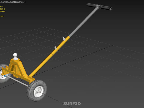DUAL 2 WHEELS TRAILER CART HAND DOLLY JACK MOVING TOW BALL HITCH 3D Model