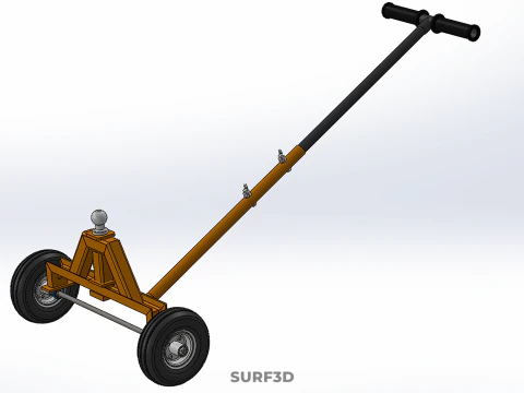 DUAL 2 WHEELS TRAILER CART HAND DOLLY JACK MOVING TOW BALL HITCH 3D Model