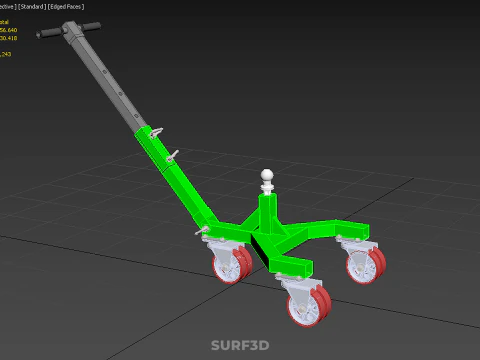 BOAT TROLLEY TRAILER CART DOLLY JACK BALL HITCH WHEEL MOVER TOW 3D Model