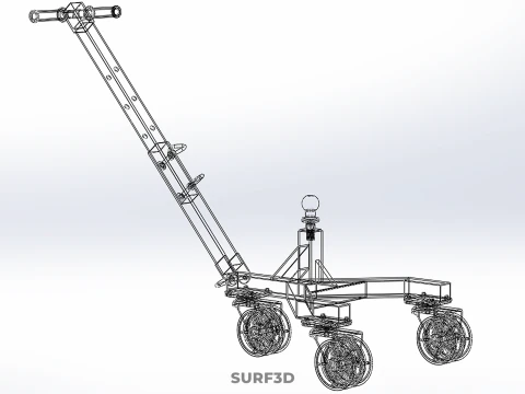 BOAT TROLLEY TRAILER CART DOLLY JACK BALL HITCH WHEEL MOVER TOW 3D Model