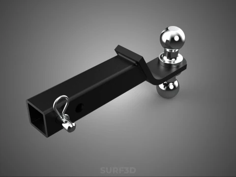 DUAL 2 BALL HITCH RECEIVER REVERSIBLE DROP JOINT TOWING TRAILER 3D Model