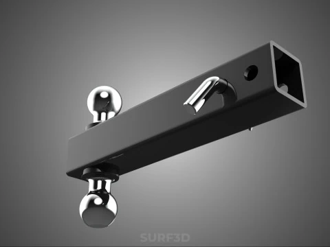 RECEPTOR DE MONTAJE DE ENGANCHE DE DOBLE BOLA REMOLQUE DE REMOLQUE DE CA&Iacute;DA REVERSIBLE Modelo 3D