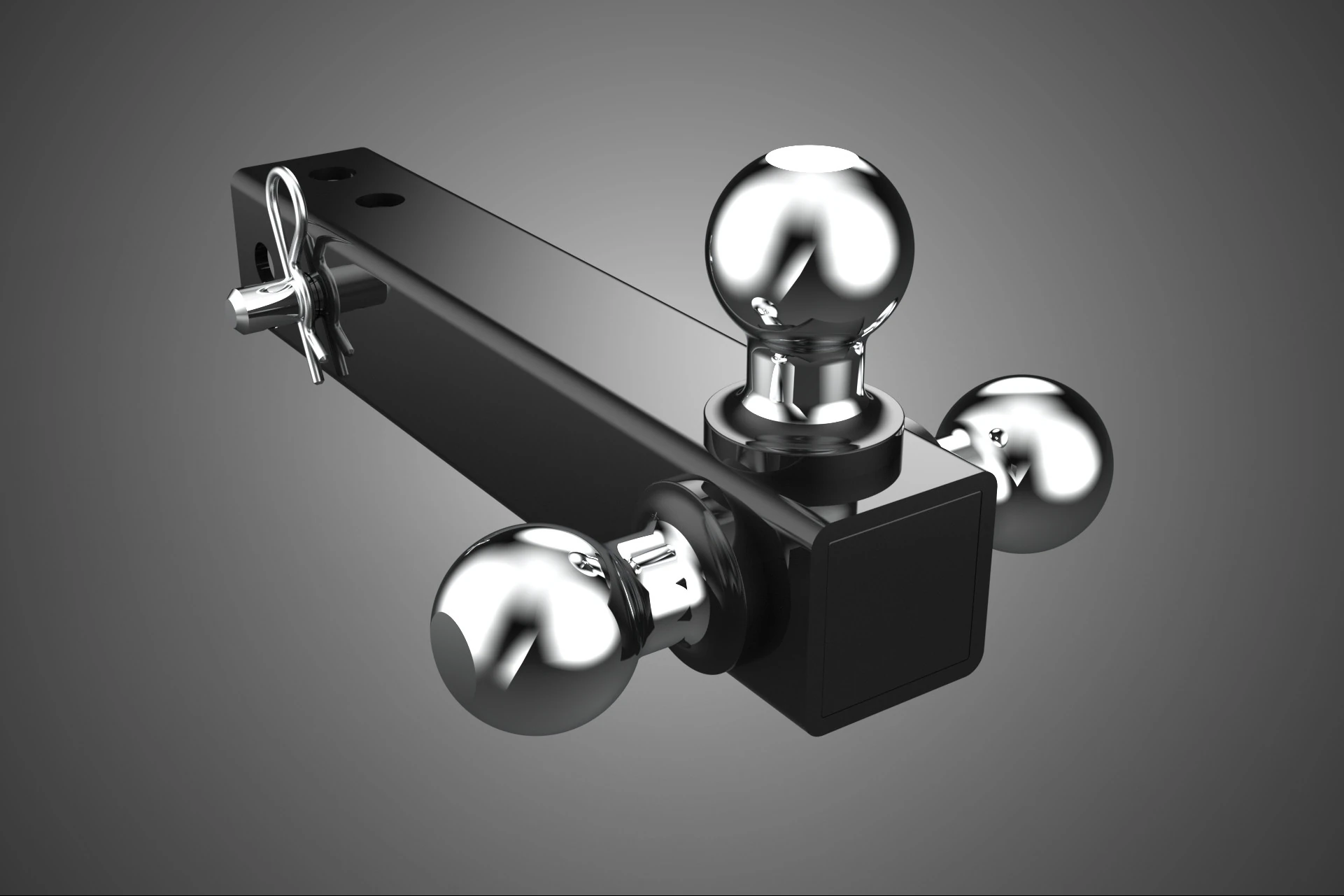 THREE 3 TRIPLE HITCH BALL MOUNT TRAILER SHANK RECEIVER TOWING 3D Model .c4d .max .obj .3ds .fbx .stl .blend 