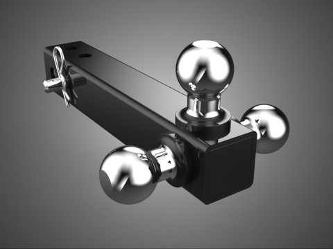 THREE 3 TRIPLE HITCH BALL MOUNT TRAILER SHANK RECEIVER TOWING 3D Model