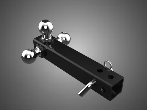 THREE 3 TRIPLE HITCH BALL MOUNT TRAILER SHANK RECEIVER TOWING 3D Model