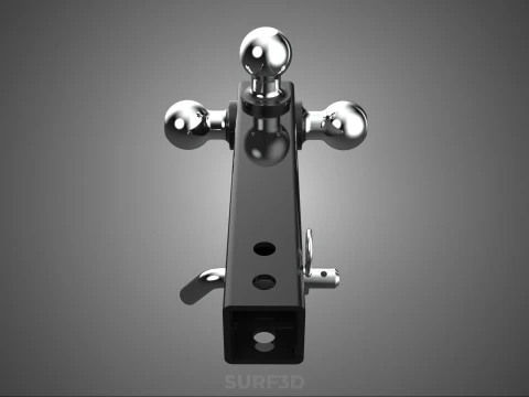 THREE 3 TRIPLE HITCH BALL MOUNT TRAILER SHANK RECEIVER TOWING 3D Model