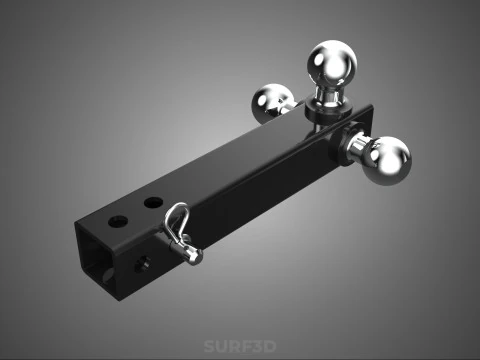 THREE 3 TRIPLE HITCH BALL MOUNT TRAILER SHANK RECEIVER TOWING 3D Model