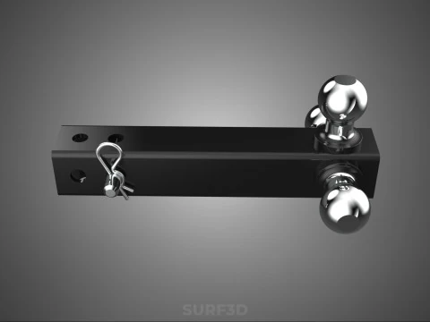 THREE 3 TRIPLE HITCH BALL MOUNT TRAILER SHANK RECEIVER TOWING 3D Model