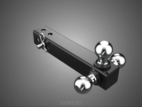 THREE 3 TRIPLE HITCH BALL MOUNT TRAILER SHANK RECEIVER TOWING 3D Model