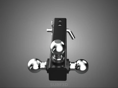 THREE 3 TRIPLE HITCH BALL MOUNT TRAILER SHANK RECEIVER TOWING 3D Model