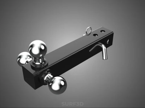 THREE 3 TRIPLE HITCH BALL MOUNT TRAILER SHANK RECEIVER TOWING 3D Model
