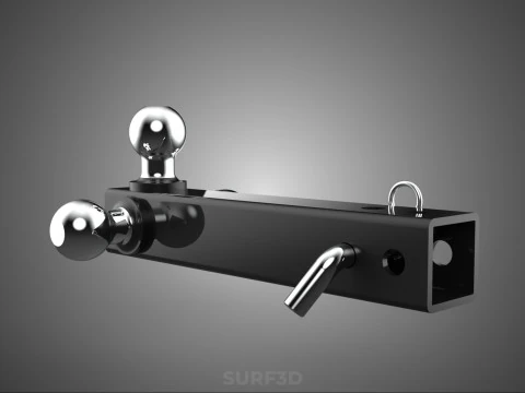 THREE 3 TRIPLE HITCH BALL MOUNT TRAILER SHANK RECEIVER TOWING 3D Model