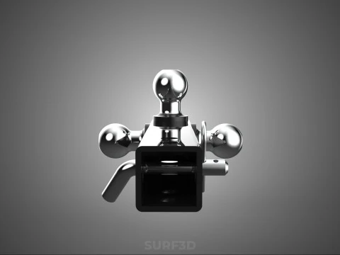 THREE 3 TRIPLE HITCH BALL MOUNT TRAILER SHANK RECEIVER TOWING 3D Model