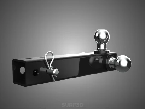THREE 3 TRIPLE HITCH BALL MOUNT TRAILER SHANK RECEIVER TOWING 3D Model