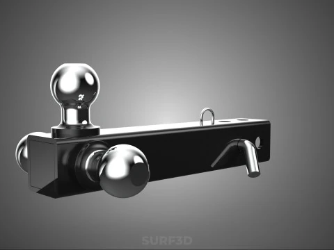 THREE 3 TRIPLE HITCH BALL MOUNT TRAILER SHANK RECEIVER TOWING 3D Model