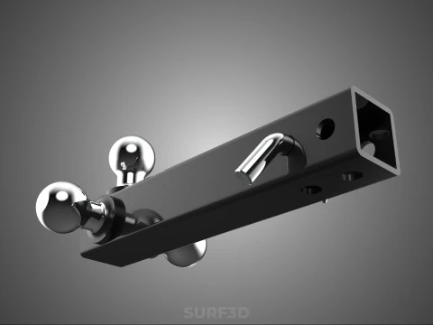 THREE 3 TRIPLE HITCH BALL MOUNT TRAILER SHANK RECEIVER TOWING 3D Model