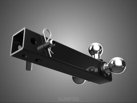 THREE 3 TRIPLE HITCH BALL MOUNT TRAILER SHANK RECEIVER TOWING 3D Model