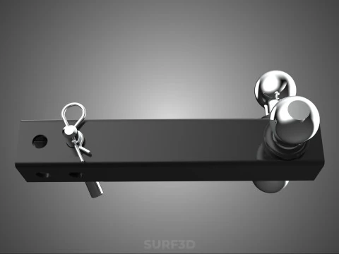THREE 3 TRIPLE HITCH BALL MOUNT TRAILER SHANK RECEIVER TOWING 3D Model