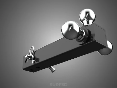 THREE 3 TRIPLE HITCH BALL MOUNT TRAILER SHANK RECEIVER TOWING 3D Model