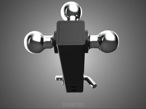 THREE 3 TRIPLE HITCH BALL MOUNT TRAILER SHANK RECEIVER TOWING 3D Model