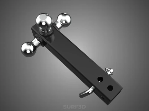 THREE 3 TRIPLE HITCH BALL MOUNT TRAILER SHANK RECEIVER TOWING 3D Model