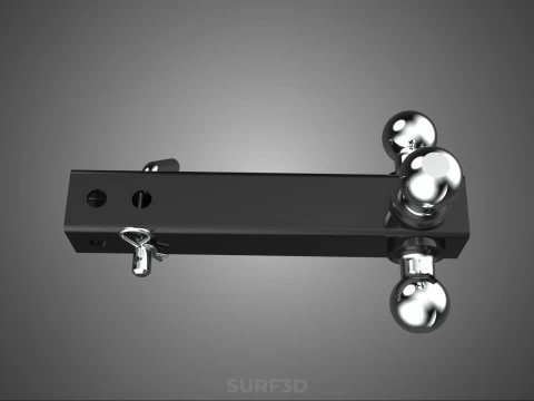 THREE 3 TRIPLE HITCH BALL MOUNT TRAILER SHANK RECEIVER TOWING 3D Model