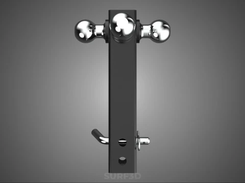 THREE 3 TRIPLE HITCH BALL MOUNT TRAILER SHANK RECEIVER TOWING 3D Model