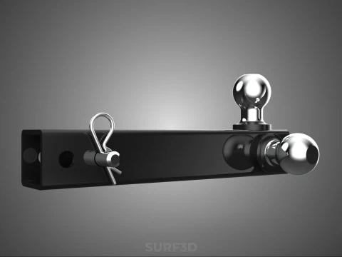 THREE 3 TRIPLE HITCH BALL MOUNT TRAILER SHANK RECEIVER TOWING 3D Model